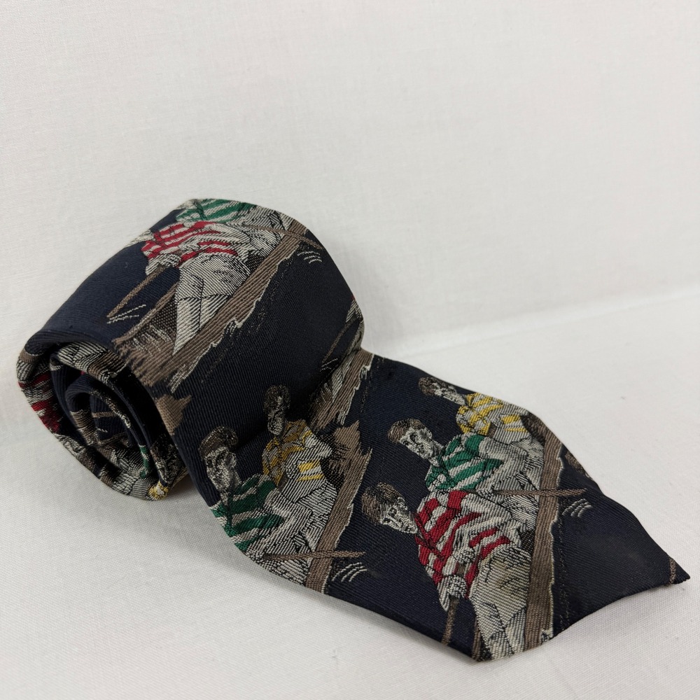 Polo Ralph Lauren Tie Mens Navy Rowing Crew Boats Silk Handmade USA Nautical Ivy